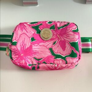 Lilly Pulitzer Pink and Green Floral Pouch
